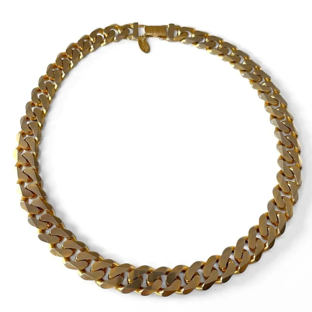 Vintage Les Bernard Chunky Gold Wheat Chain Necklace
